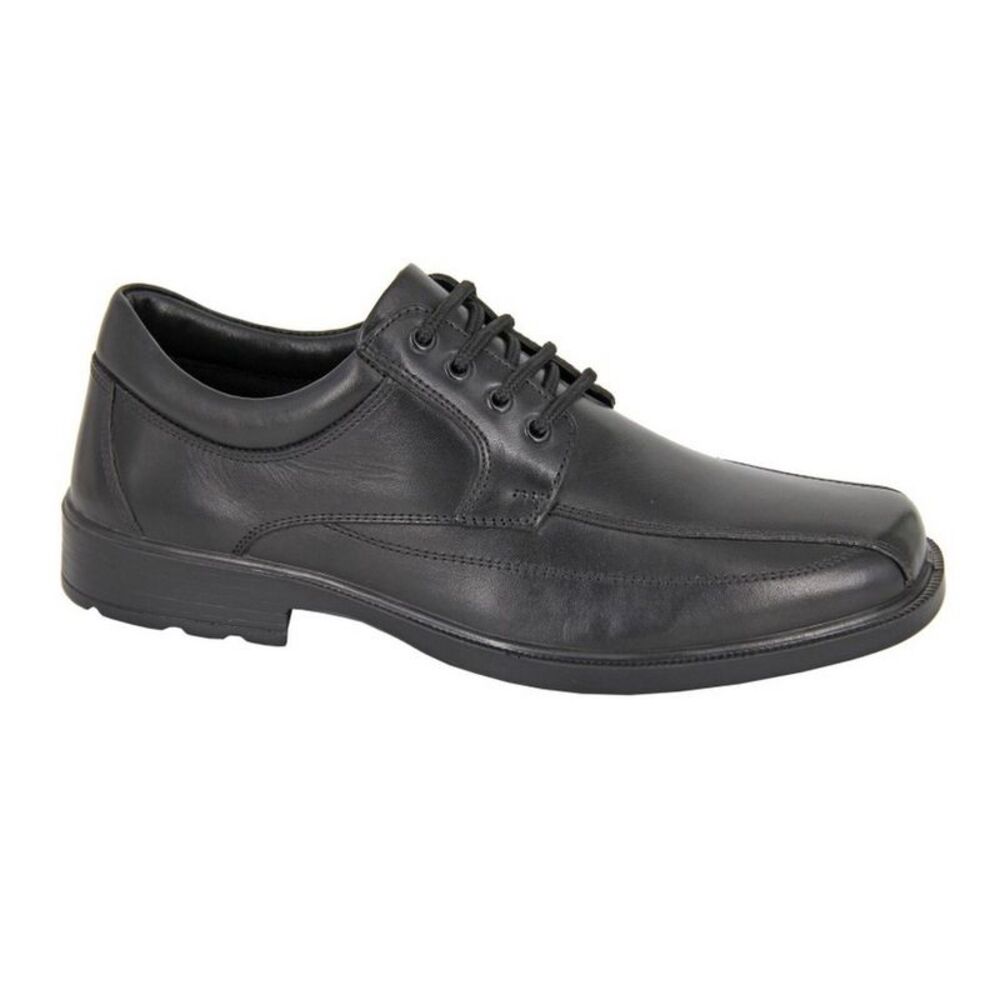 Roamers Mens Leather Lace Up Shoes / Black
